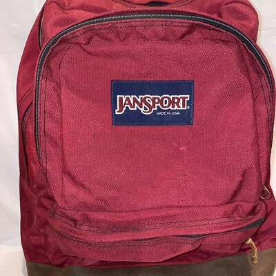 Vintage 1994 Jansport Leather Bottom Backpack Day Pack Made in USA