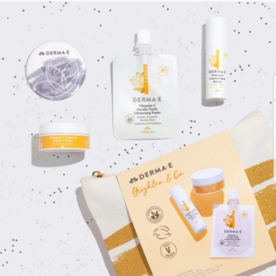 Derma E Brighten & Go Vitamin C Clean Beauty 4 Piece Travel Kit TSA Approved NWT