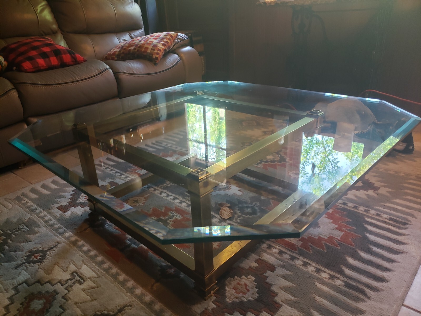 vintage brass and glass coffee table | eBay