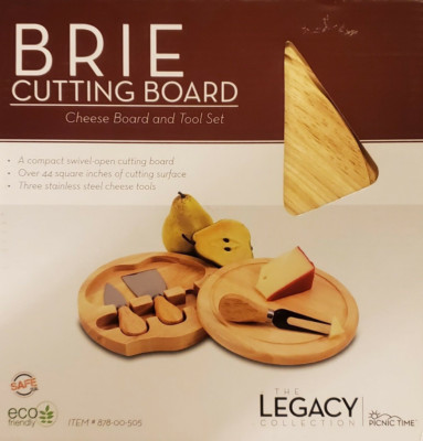 Legacy Collection Picnic Time Brie 7,5'' rundes Chease Schneidebrett mit Werkzeugen