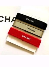 3 Yards of Chanel LE Holiday Gift Wrap Ribbon 1 Yard Red 1 Yard Blue 1 Silver