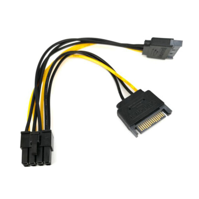 R37 S-ATA SATA 2x 15pin auf 8pin Grafikkarten-Adapter Kabel, 18cm   Stromadapter