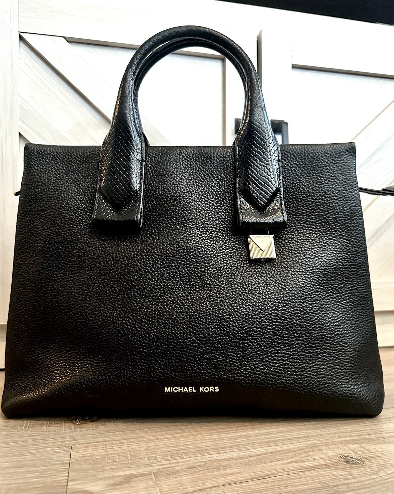 MICHAEL KORS ROLLINS LARGE PYTHON EMBOSSED SATCHE… - image 1