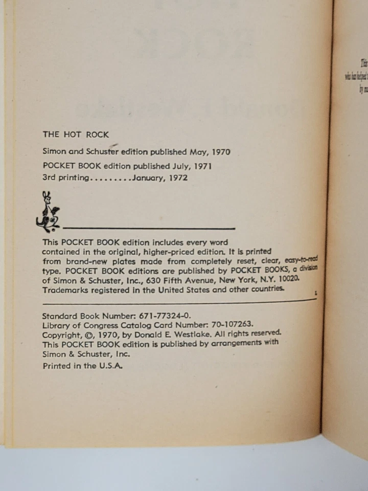 DONALD E. WESTLAKE SIGNED PAPERBACK - The Hot Rock, Dortmunder #1 Movie Tie-In Foto 3 de 4