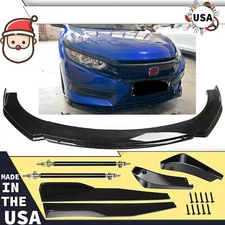 For Honda Civic Type R Front Bumper Lip Splitter Spoiler/ Body Kit Side+Skirt