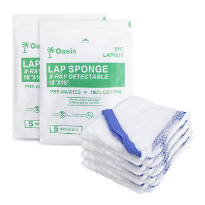Sterile X-Ray Detectable Lap Sponges, 18in X 18in, 10/Case