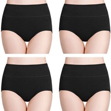 High Waisted Cotton Underwear For Women Ladies Soft Full Brief Panties 5Pcs