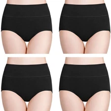 High Waisted Cotton Underwear For Women Ladies Soft Full Brief Panties 5Pcs