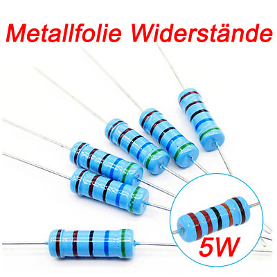 5W Widerstände Metallfolie 1% 118 Werte verfügbar 1 Ohm bis 1M Ohm 5 Stück
