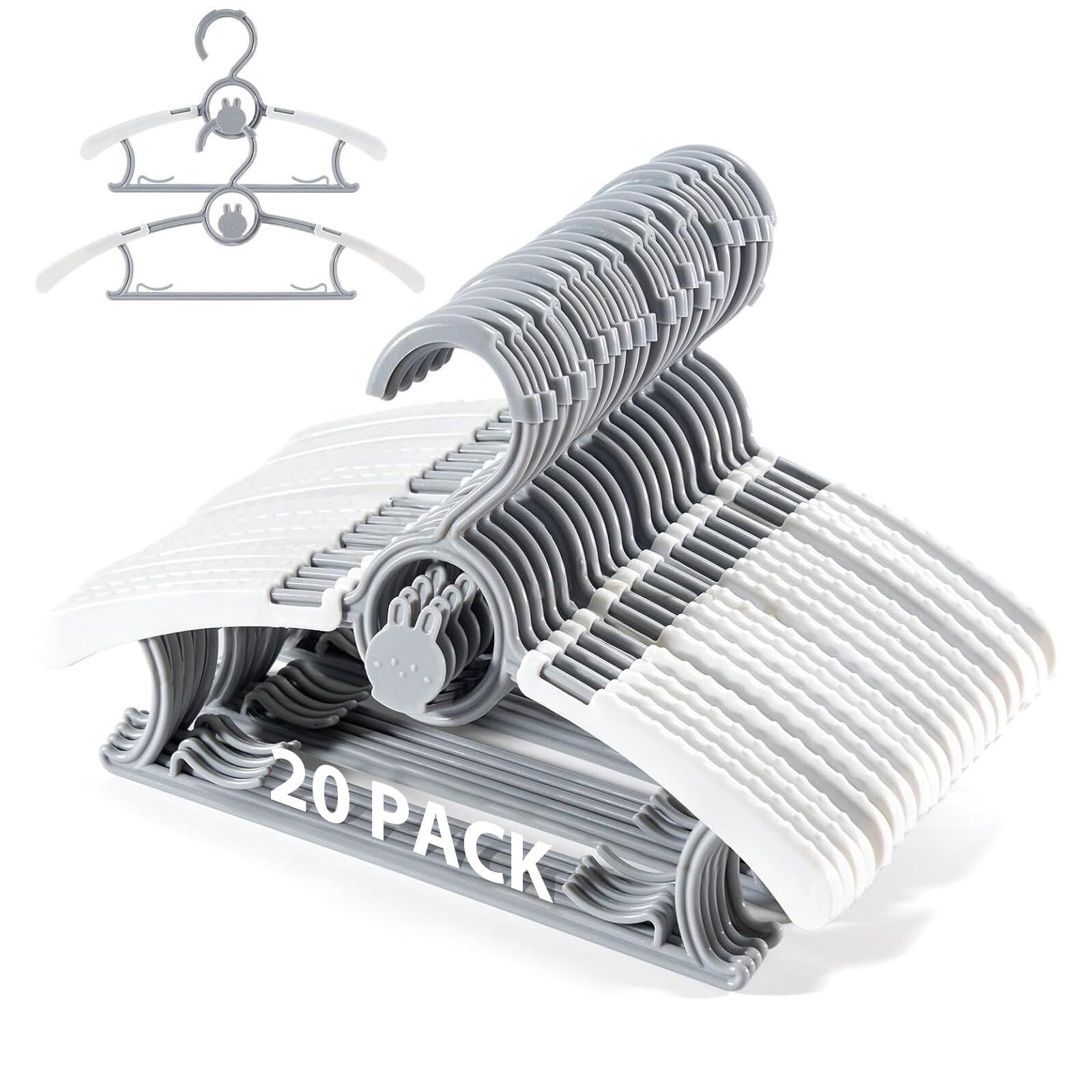 Extendable PIGLOG Baby Clothes Hangers Set of 20 Durable Nursery Wardrobe Essentials-image