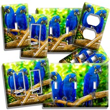 HYACINTH TROPICAL BLUE MACAW LOVE BIRDS PARROTS LIGHT SWITCH PLATES OUTLET DECOR