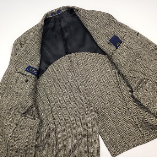 Polo Ralph Lauren Linen Silk Sport Coat 44 Tweed Blazer Jacket Herringbone Italy - Picture 13 of 20