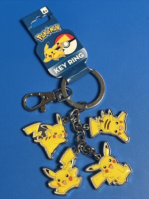 Nintendo Pokemon Pikachu Four Figures Metal Keychain Keyring Pendants