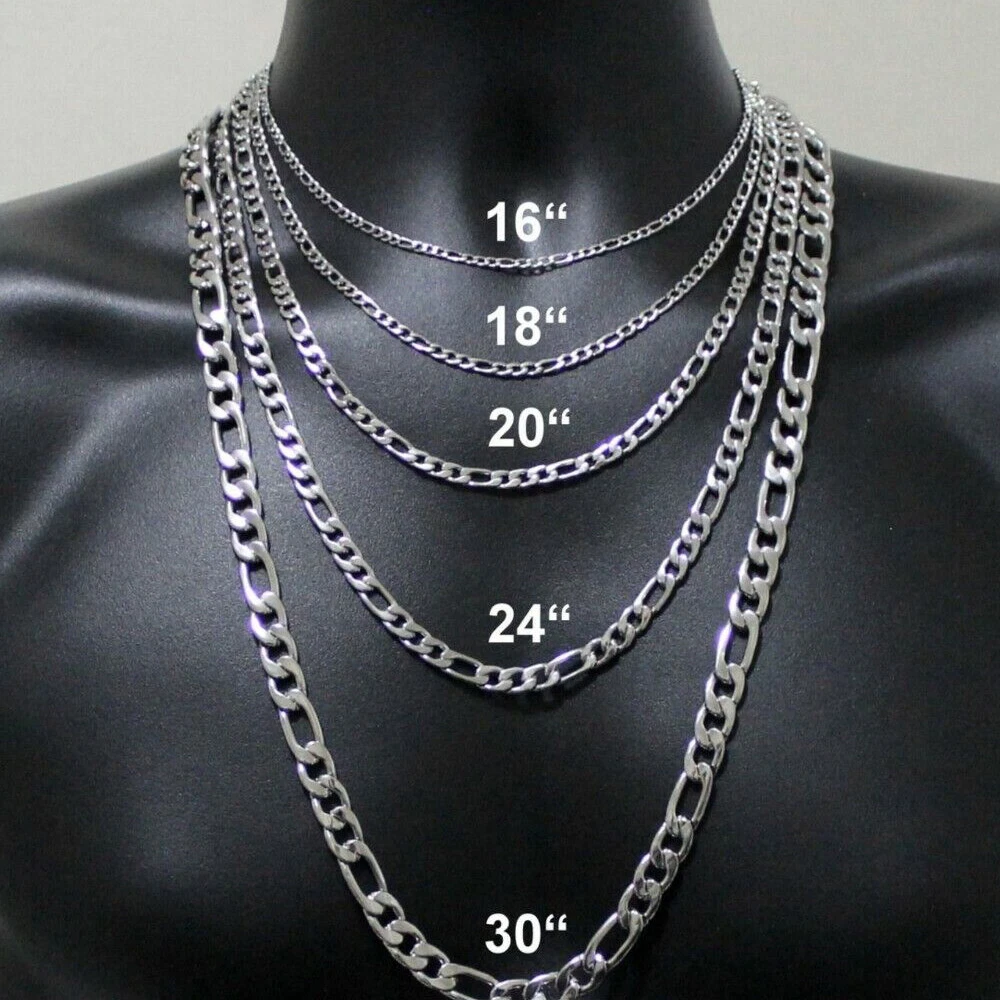 3/5/7/9mm Stainless Steel Figaro Chain Necklace Men Women Link