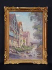 Jules Brault (1861-?) Maison normande à colombages au bord de l'avre Verneuil ?