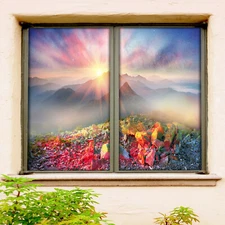 3D Sunset Stones ZHUA450 Window Film Print Sticker Cling Stained Glass UV Zoe