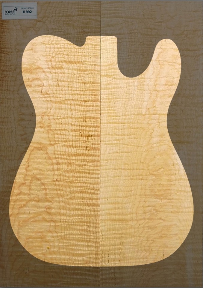 Guitar Book Matched Drop Top Curly / Flamed Maple 5A Grade No.992