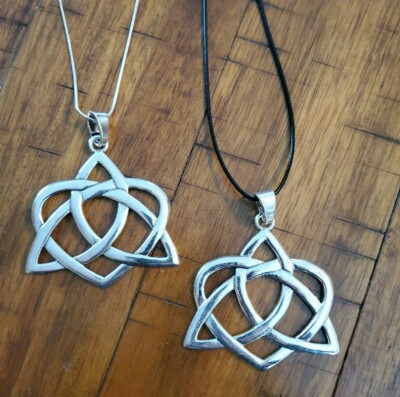 Triquetra Edelstahl 1 Anhänger 925 Sterling Silber & Leder Halskette 18'' 