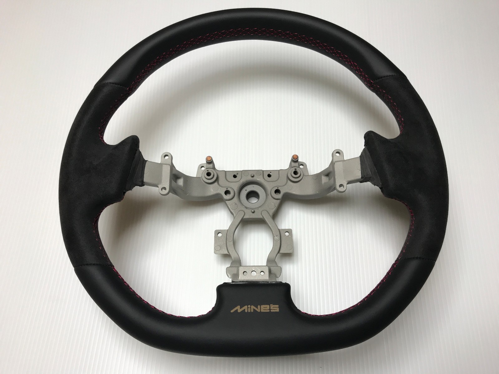 RACING FLAT BOTTOM SHAPE STEERING WHEEL ALCANTARA & LEATHER FOR NISSAN