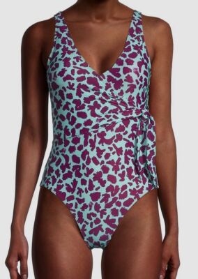 $196 Tanya Taylor Women's Blue Purple Kelly One-Piece Swimsuit Size X-Small