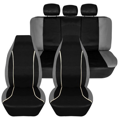 Universal Fit Car Seat Covers for Car, Bold Contrasting Leatherette - Full Set