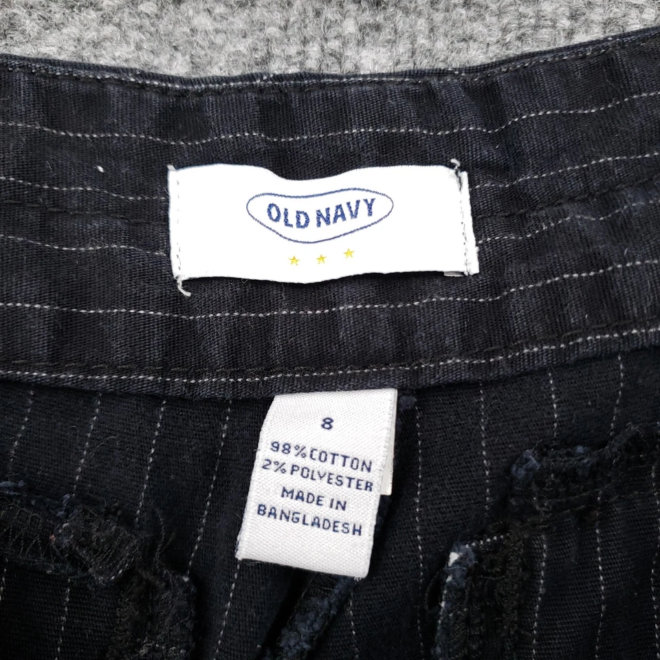 Pantalones Cortos Old Navy Para Mujer 8 Negros Chinos Tiro Medio Rayas Frente Plano Mezcla de Algodón Foto 3 de 4