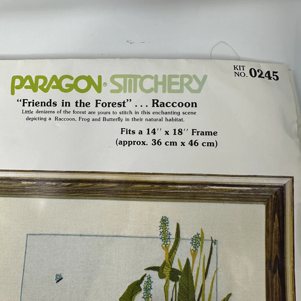 PARAGON Stitchery Needlecraft Friends In The Forest Raccoon #0245 Embroidery - Image 3 of 4