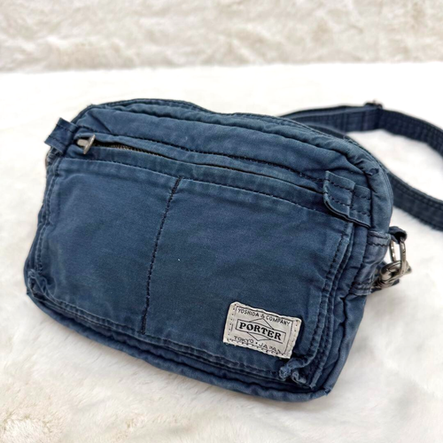 Used Yoshida Porter Tanker Denim Indigo Dye Cotton Canvas Shoulder Bag 2way - Picture 2 of 16
