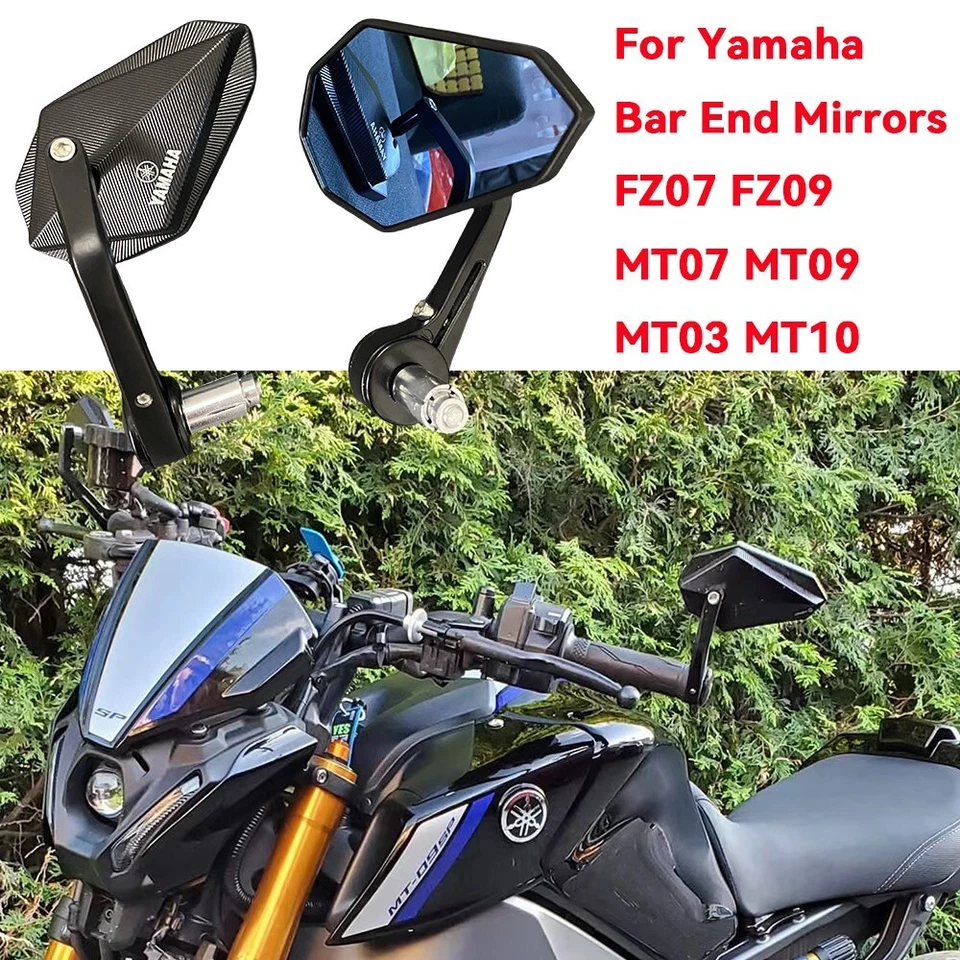 7/8" Motorcycle Bar End Mirrors Black Rear View For Yamaha MT-07 MT-09 MT03 MT10 - Image 2 of 4
