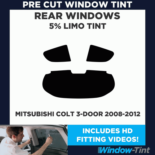 Pre Cut Window Tint for Mitsubishi Colt 3-door Hatch 2008-12 5% Limo Black Rear - Picture 2 of 10