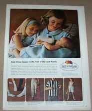 1964 print ad - Fruit of the Loom family socks little girl baby mom Advertising