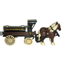 VTG ERTL Gas-A-Fuel Horse Drawn Wagon Die Cast Bank Articulated 9" Long w/ Key