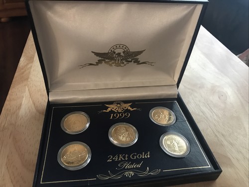 1999 24Kt Gold Plated Coin Set 5 Piece - Picture 2 of 2