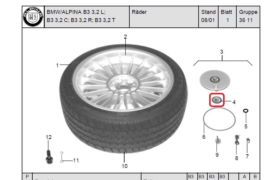 4X BMW GENUINE ALPINA WHEEL CENTRE HUB CAP BADGE EMBLEM 