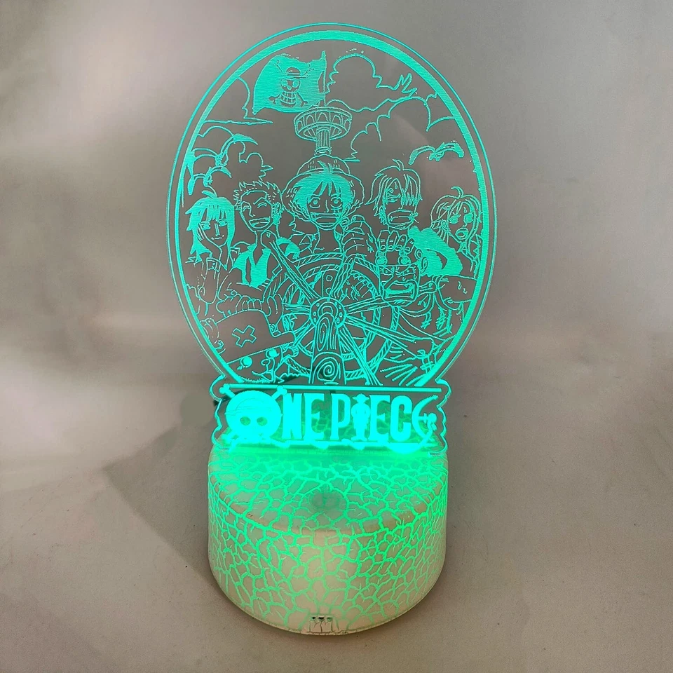 Lampada LED One Piece 3D con Personaggi Anime | Luce Notturna RGB Multicolore - Immagine 4 di 4