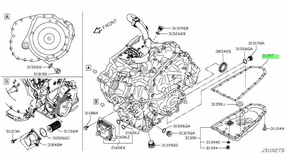 Junta de transmisión genuina Nissan Altima Quest 2007-2019 31397 - 1XF0D Foto 3 de 3