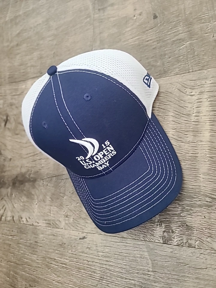 2015 New Era Pga US Open Chambers Bay 39thirty Blue Wht Mesh cap Flexfit Hat M/L - Image 2 of 4