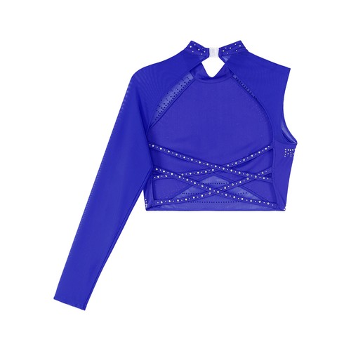 Women Crop Top Dance T-shirt Athletic Tops Lyrical Blouse Rhinestones Dancewear - Picture 46 of 68