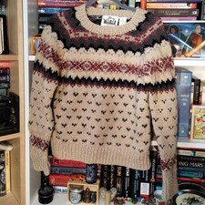 Woolrich Gorgeous Vintage Handknit 100 Wool Fair Aisle Sweater Size Medium