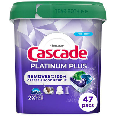 Cascade Platinum Plus Pods Dishwasher Detergent-Fresh-47ct:Removes Fingerpriints