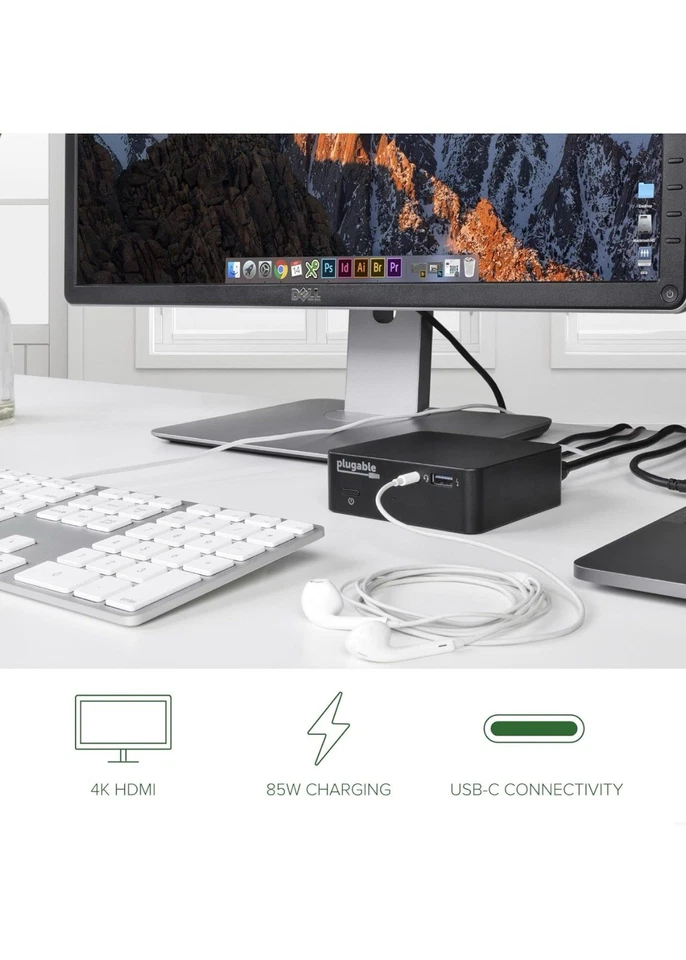 Plugable USB C Dock VESA Mount Compact with 85W Charging Thunderbolt 4/3 USB4 - Image 4 of 4