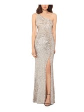 XSCAPE Womens Beige Spaghetti Strap Full-Length Sheath Dress Petites 12P