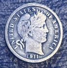 1911 Barber Dime Silver Circulated Uncertified US Coin Low Mintage