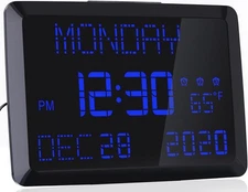 Digital Wall Clock, 11.5 Extra Large Display Calendar Alarm Day Clock with Date