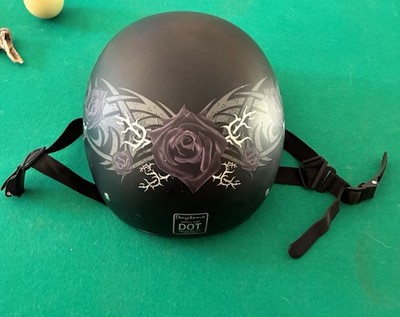 Women s Daytona Skull Cap Helmet With Purple Rose