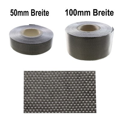 Unidirektional Carbongewebeband 225 g/m² Reparaturen CFK HP-U225C in 2 Breiten