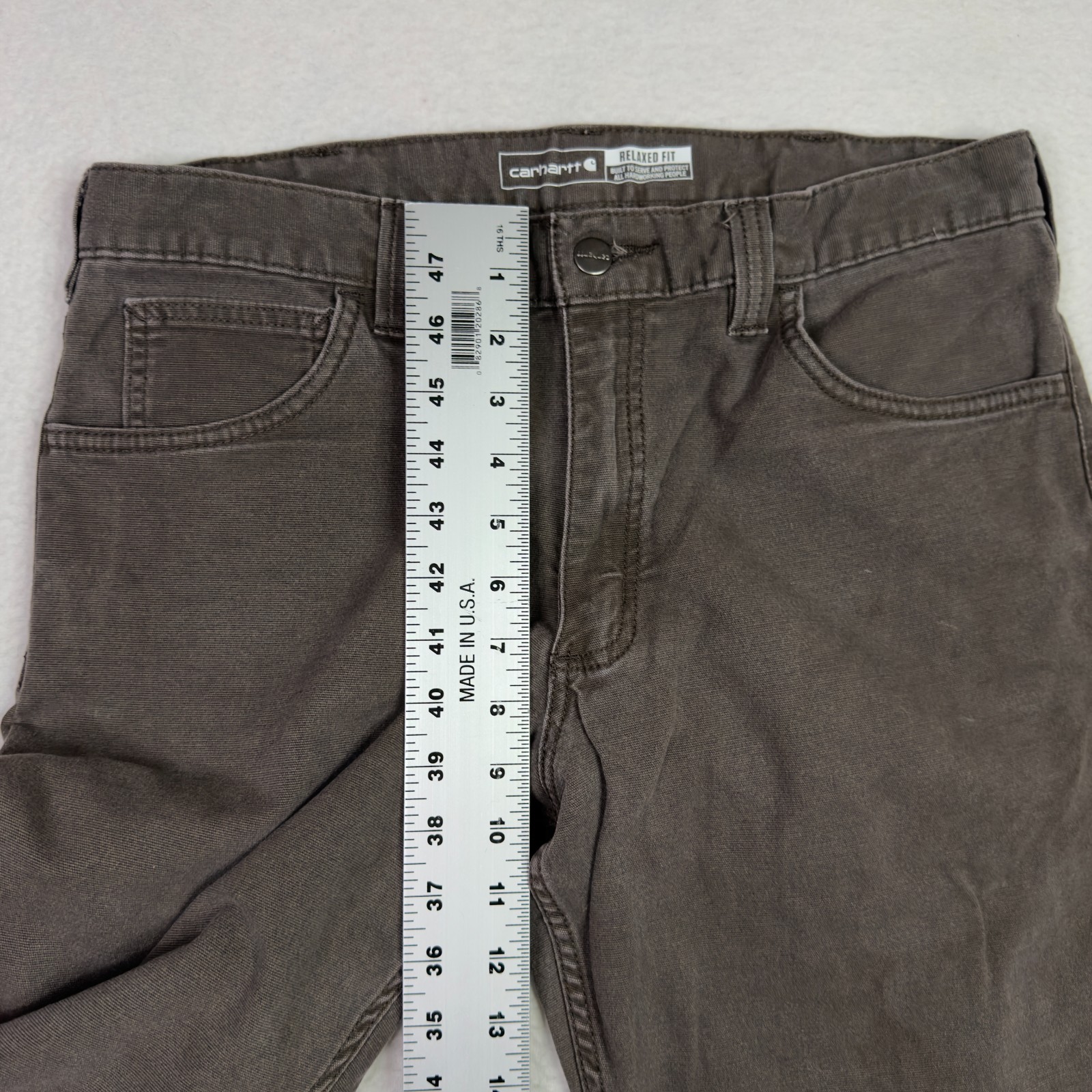 Carhartt Relaxed Fit Pants Mens 32x28 Brown Canvas Workwear Stretch Distressed thumbnail 9