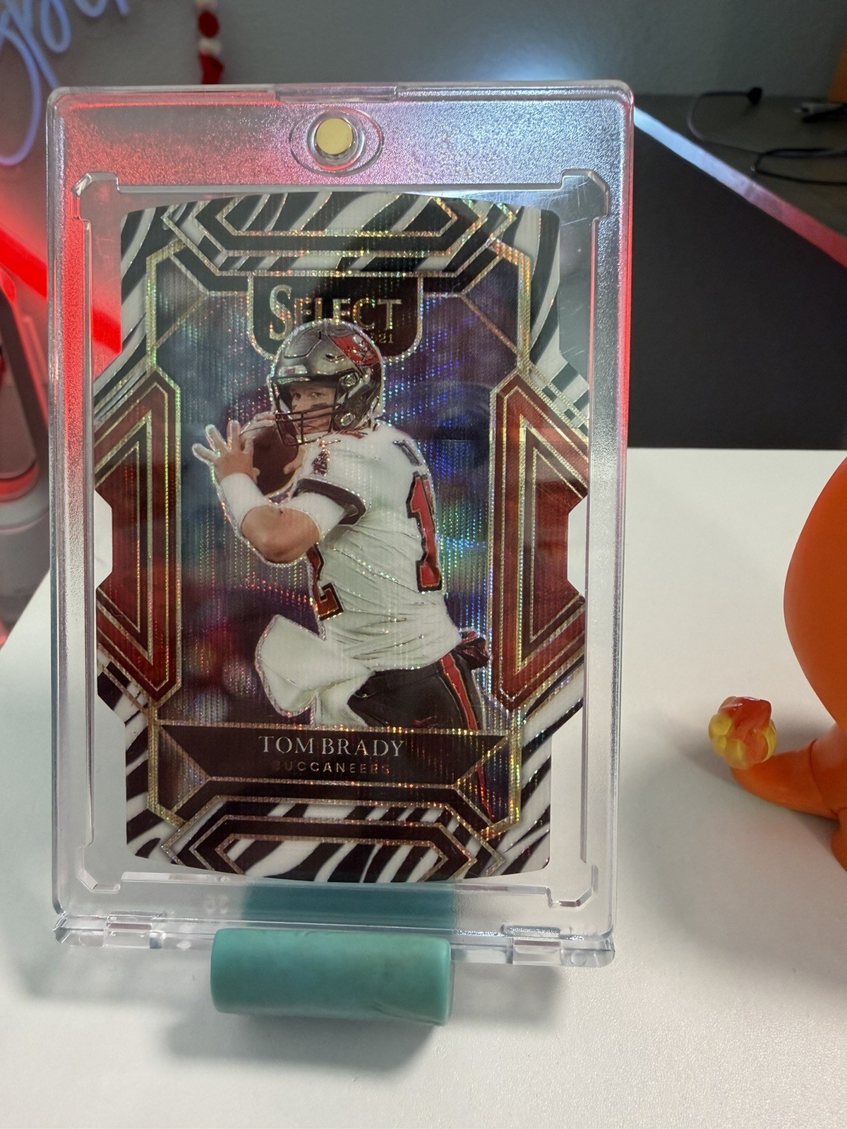 2021 Panini Select Club Level Tom Brady #201 Zebra Prizm Die-Cut Buccaneers