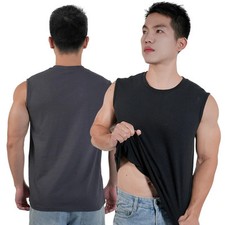 1PC Mens Tank Tops 100 Cotton O Neck Sleeveless Shirt Male Breathable Sports Un
