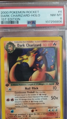 Pokemon Dark Charizard 4/82 Team Rocket 1st Edition Holo Psa 8 - Imagen 2 de 3